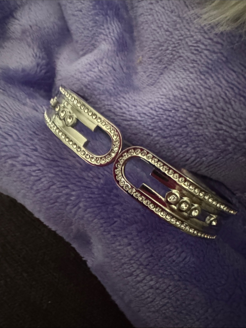 Stainless steel Crystal Link Cuff Bracelet - Women's Jewelry